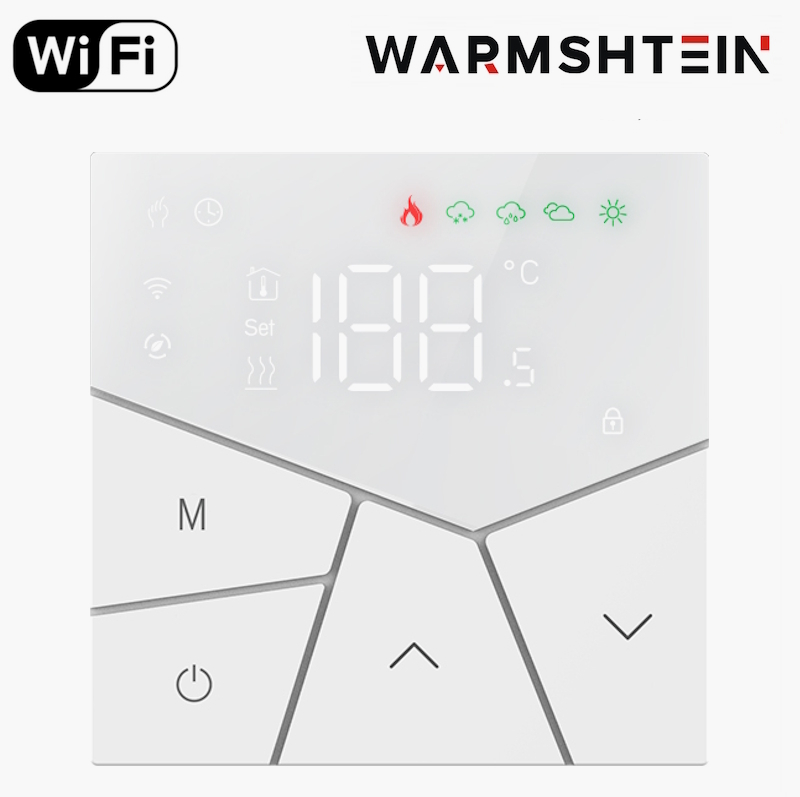 Терморегулятор для теплого пола Warmshtein Line Wi-Fi белый
